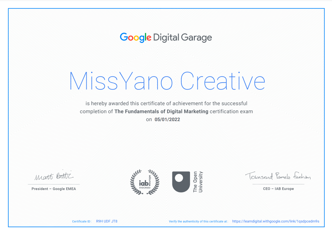 google digital garage certificate